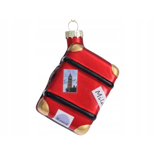 Bombka SZKLANA 6 x 3,5 x 8,5 cm Ozdoba choinkowa - WALIZKA