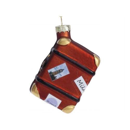 Bombka SZKLANA 6 x 3,5 x 8,5 cm Ozdoba choinkowa - WALIZKA