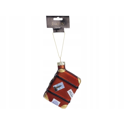 Bombka SZKLANA 6 x 3,5 x 8,5 cm Ozdoba choinkowa - WALIZKA