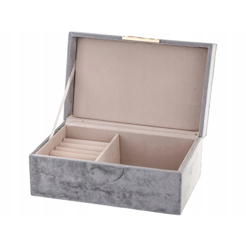 Szkatułka Kuferek Organizer na Biżuterię 9,5 x 21 x 14 cm - SZARY