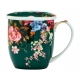 Porcelanowy Kubek z Zaparzaczem i Pokrywką do HERBATY ZIÓŁ 425 ml - KWIATY