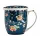 Porcelanowy Kubek z Zaparzaczem i Pokrywką do HERBATY ZIÓŁ 425 ml - KWIATY