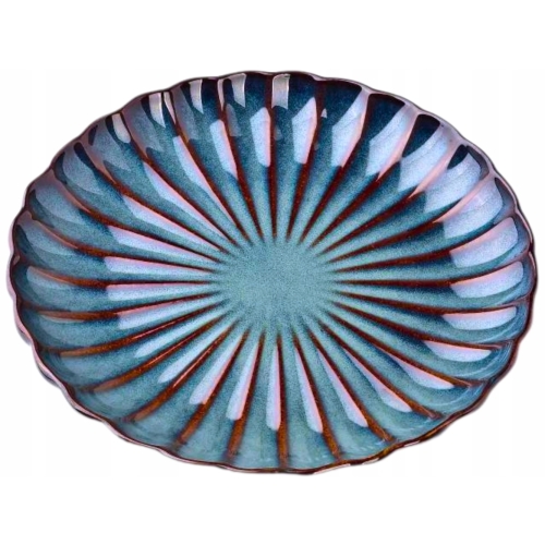 EVIE DARK Porcelanowy TALERZ TALERZYK DESEROWY 20,5 x 3 cm - NIEBIESKI