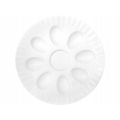 BIAŁY PORCELANOWY Okrągły Półmisek Patera Talerz 21,5 x 2,5 cm - NA ŚLIMAKI