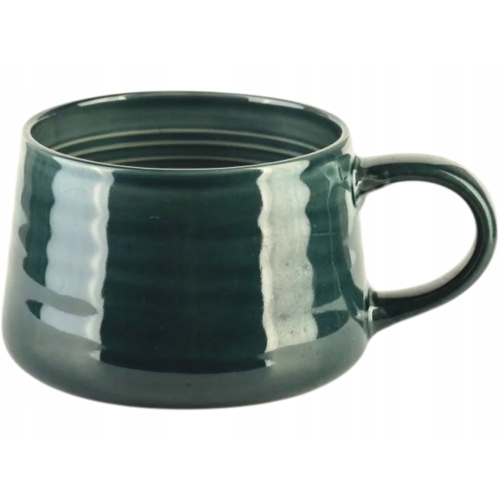NATURE Ceramiczny Kubek Filiżanka do KAWY HERBATY 420 ml - CIEMNOZIELONY