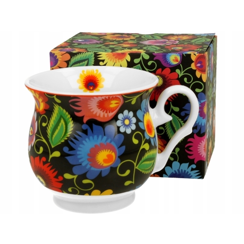 PORCELANOWY Kubek RETRO 470 ml, 10 x 9 cm do KAWY HERBATY - ETNIC