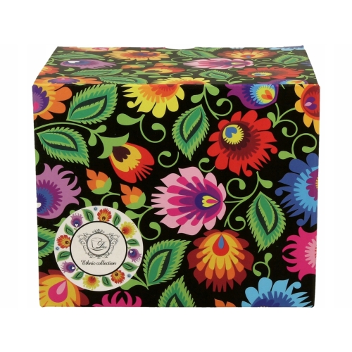 PORCELANOWY Kubek RETRO 470 ml, 10 x 9 cm do KAWY HERBATY - ETNIC