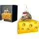 Bombka SZKLANA 8 x 8,5 x 8,5 cm Ozdoba choinkowa - MYSZKA NA ŻÓŁTYM SERZE