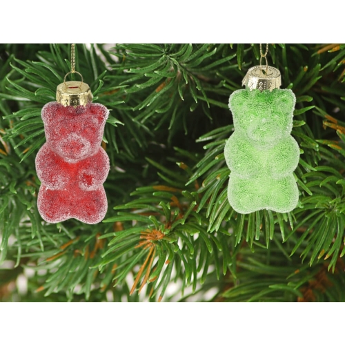 Bombki SZKLANE 3 sztuki 3,6x3,5x7,1 cm Ozdoby choinkowe - KOLOROWE MISIE