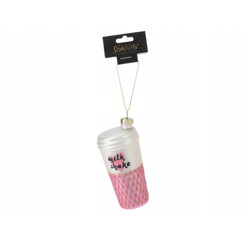 Bombka SZKLANA 5 x 5 x 10 cm Ozdoba choinkowa - RÓŻOWY MILKSHAKE