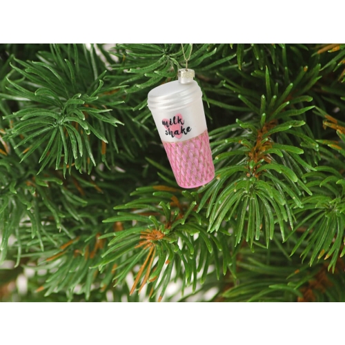 Bombka SZKLANA 5 x 5 x 10 cm Ozdoba choinkowa - RÓŻOWY MILKSHAKE