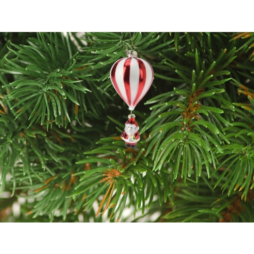 Bombka SZKLANA 7 x 7 x 16 cm Ozdoba choinkowa - BALON Z MIKOŁAJEM