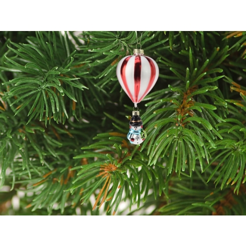 Bombka SZKLANA 7 x 7 x 16 cm Ozdoba choinkowa - BALON Z BAŁWANKIEM