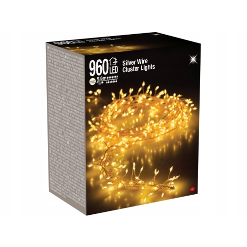GIRLANDA Lampki Świąteczne na druciku 960 białe ciepłe microLED - 9,6 m