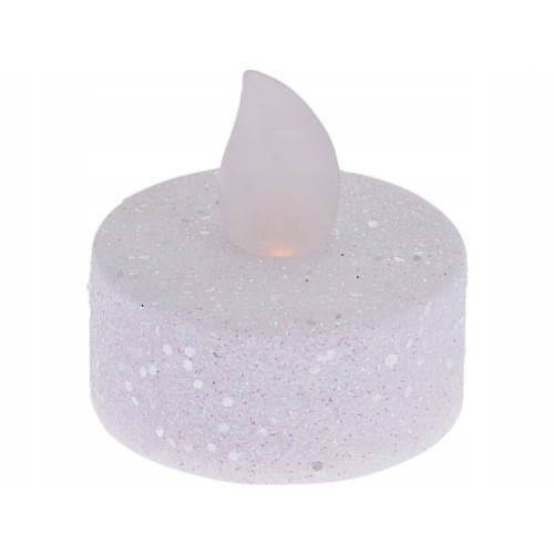 Świeczka LED Tealight Wkład do zniczy BIAŁY BROKAT 3,8x4 cm - Zestaw 6 szt