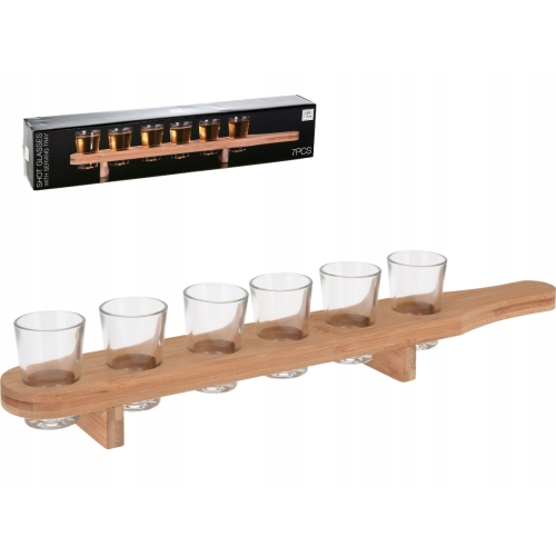 Kieliszki do shotów 40 ml 6 sztuk - na bambusowej tacy