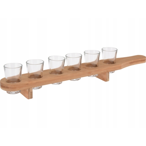 Kieliszki do shotów 40 ml 6 sztuk - na bambusowej tacy