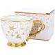 Porcelanowy Kubek Filiżanka do KAWY HERBATY 380 ml, 11 x 9 cm - BIAŁY ZŁOTY