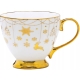 Porcelanowy Kubek Filiżanka do KAWY HERBATY 380 ml, 11 x 9 cm - BIAŁY ZŁOTY