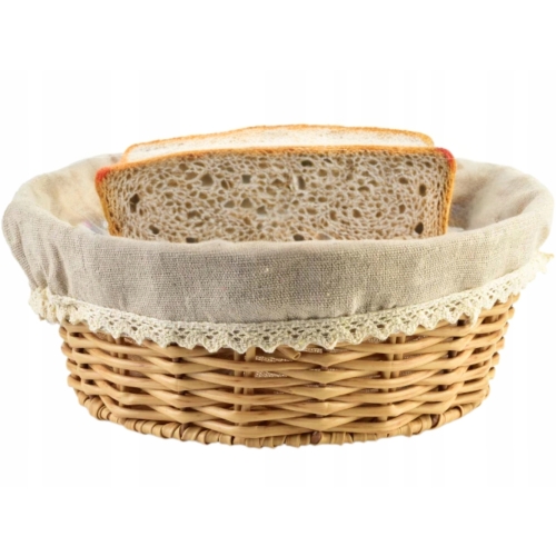 BEŻOWY Polirattanowy kosz koszyk z serwetką na Pieczywo Chleb - 23 x 10 cm