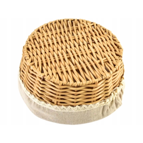 BEŻOWY Polirattanowy kosz koszyk z serwetką na Pieczywo Chleb - 23 x 10 cm