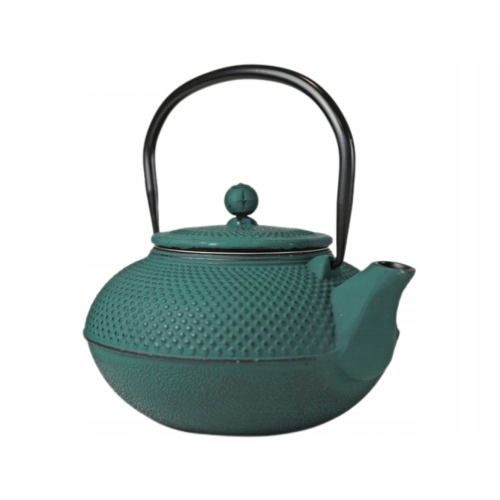 ZIELONY ŻELIWNY Czajnik 1,5 l Z zaparzaczem + 4 Czarki 150 ml + Podstawka