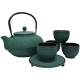 ZIELONY ŻELIWNY Czajnik 1,5 l Z zaparzaczem + 4 Czarki 150 ml + Podstawka