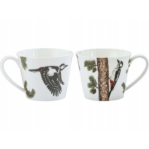 Porcelanowy Kubek 400 ml kolekcja Ptaki Polski Agata Hajdecka DZIĘCIOŁ DUŻY