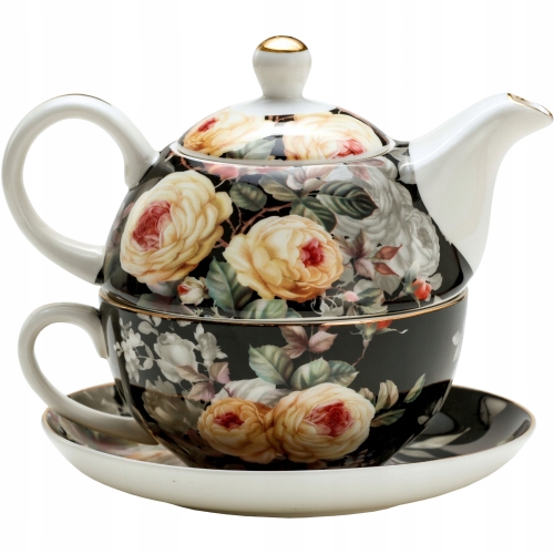 Zestaw TEA FOR ONE Porcelanowy Dzbanek 450 ml z filiżanką 250 ml - ROSES