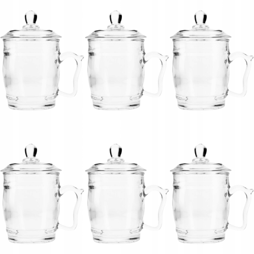 SZKLANY Kubek Szklanka Z pokrywką Zaparzacz 14,5 x 8,5 cm 375 ml - 6 SZTUK