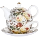 Zestaw TEA FOR ONE Porcelanowy Dzbanek 450 ml z filiżanką 250 ml - KWIATY