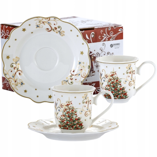 Dwie filiżanki 90 ml ze spodkami do KAWY ESPRESSO - prezent BOŻE NARODZENIE