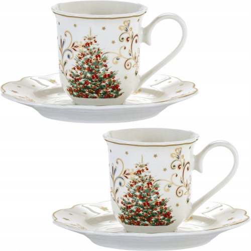 Dwie filiżanki 90 ml ze spodkami do KAWY ESPRESSO - prezent BOŻE NARODZENIE