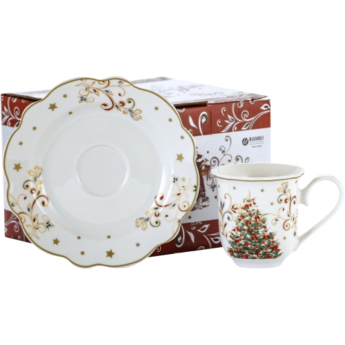 Dwie filiżanki 90 ml ze spodkami do KAWY ESPRESSO - prezent BOŻE NARODZENIE