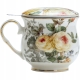 Porcelanowy Kubek z Zaparzaczem i Pokrywką do HERBATY ZIÓŁ 480 ml - RÓŻE