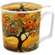 PORCELANOWY Kubek 450 ml z Zaparzaczem do HERBATY ZIÓŁ - MODERN TREE