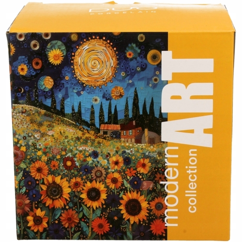 PORCELANOWY Kubek 450 ml z Zaparzaczem do HERBATY ZIÓŁ - MODERN SUNFLOWER