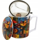 PORCELANOWY Kubek 450 ml z Zaparzaczem do HERBATY ZIÓŁ - MODERN CAT