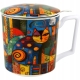 PORCELANOWY Kubek 450 ml z Zaparzaczem do HERBATY ZIÓŁ - MODERN CAT