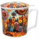 PORCELANOWY Kubek 450 ml z Zaparzaczem do HERBATY ZIÓŁ - MODERN CITY