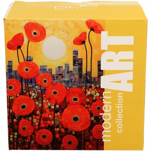 PORCELANOWY Kubek 450 ml z Zaparzaczem do HERBATY ZIÓŁ - MODERN POPPIES