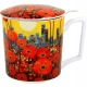 PORCELANOWY Kubek 450 ml z Zaparzaczem do HERBATY ZIÓŁ - MODERN POPPIES