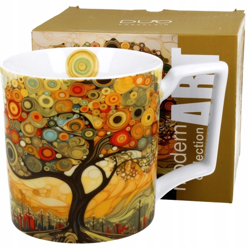 Duży PORCELANOWY Kubek XXL 750 ml do KAWY HERBATY - MODERN TREE