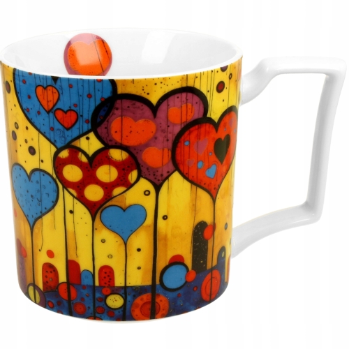 Duży PORCELANOWY Kubek XXL 750 ml do KAWY HERBATY - MODERN HEARTS