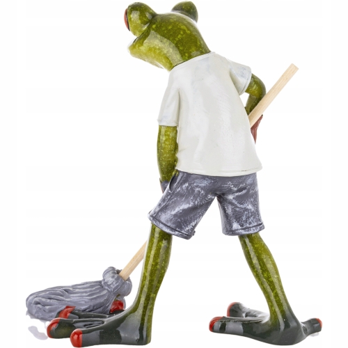 Ozdobna Figurka 14 x 13 x 12,5 cm - Pan Żaba z mopem
