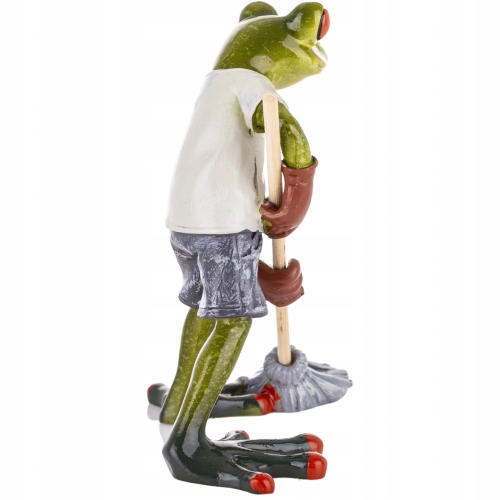 Ozdobna Figurka 14 x 13 x 12,5 cm - Pan Żaba z mopem