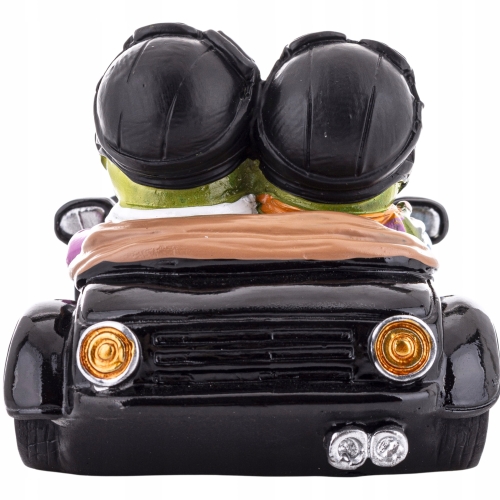 Ozdobna Figurka 8 x 16 x 9 cm - Żaby w sportowym samochodzie retro