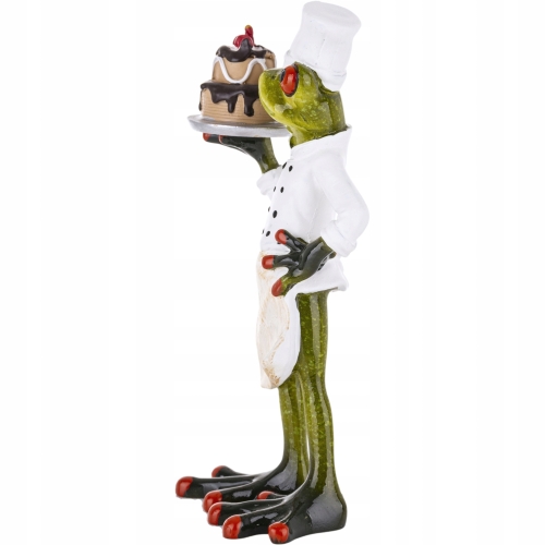 Ozdobna Figurka 18,5 x 9,5 x 6 cm - Żaba cukiernik z tortem