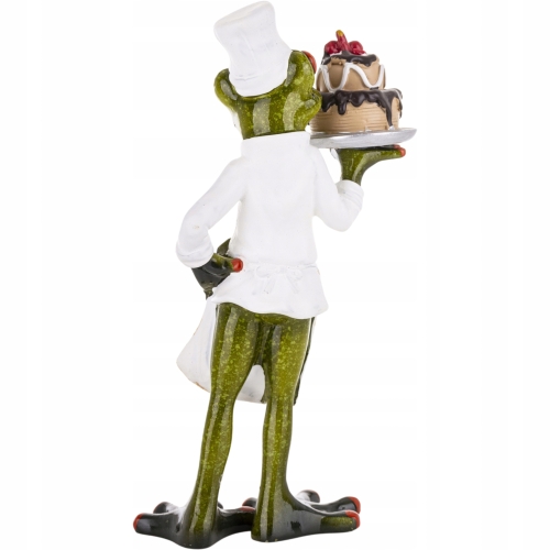 Ozdobna Figurka 18,5 x 9,5 x 6 cm - Żaba cukiernik z tortem