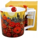Duży PORCELANOWY Kubek XXL 750 ml do KAWY HERBATY - MODERN POPPIES
